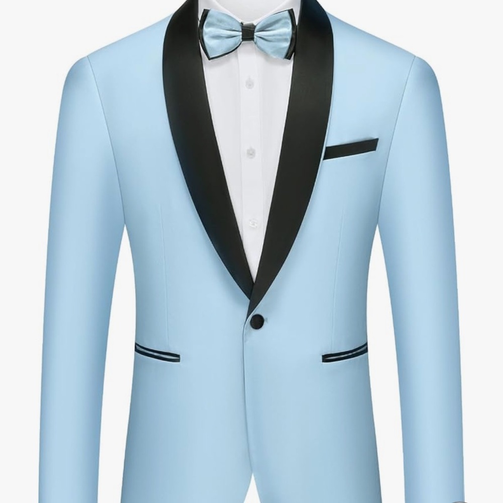Men's Light Blue Tuxedo with Black Lapel